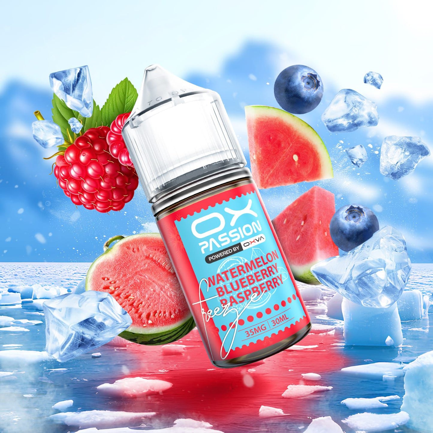 Ox Passion Freeze Flavor Watermelon Blueberry Raspberry 30ml By Oxva