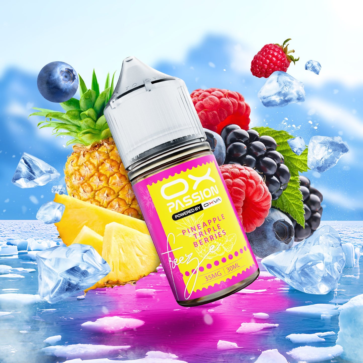 Ox Passion Freeze Flavor Pineapple Triple berries 30ml By Oxva