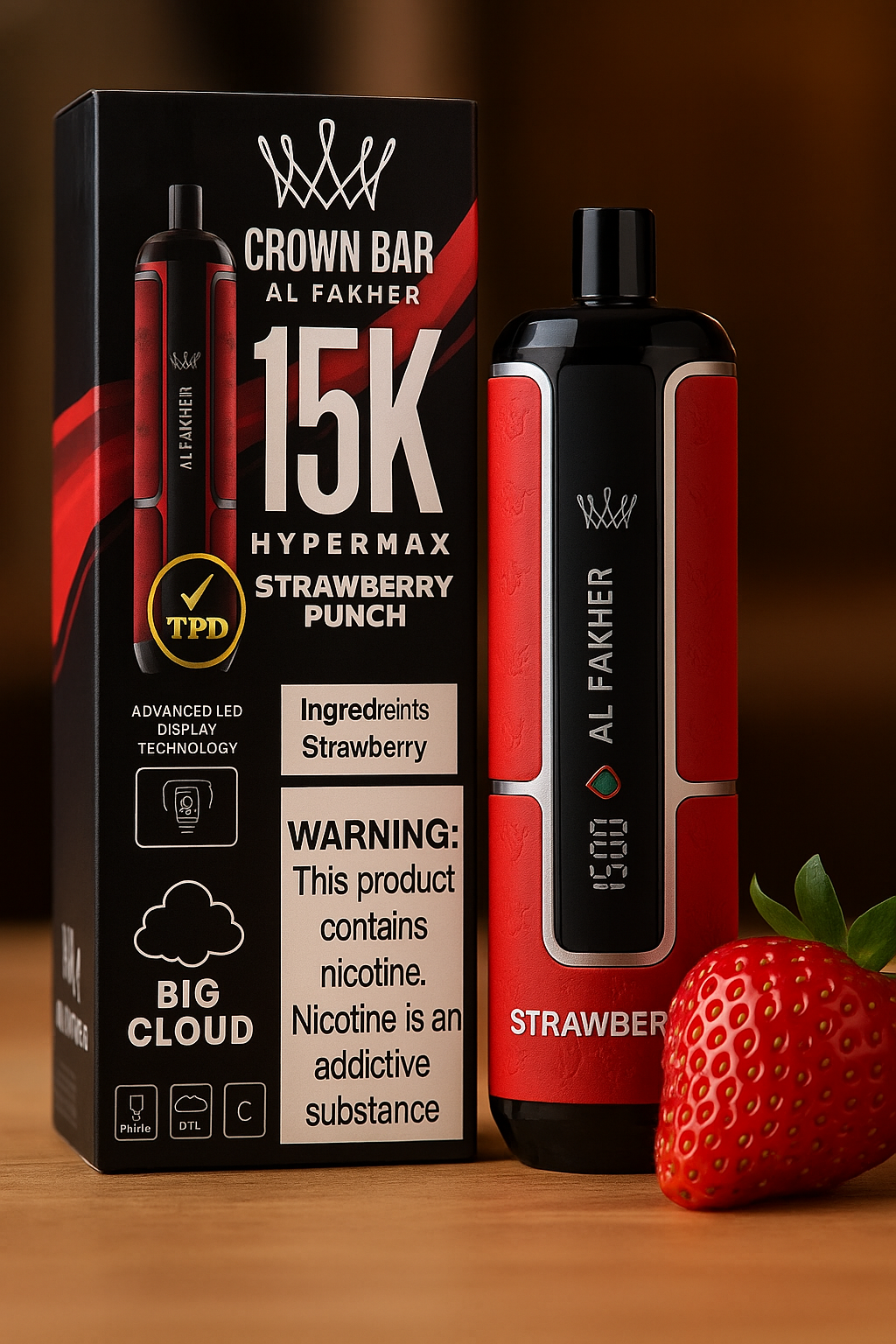 AL FAKHER CROWN BAR HYPER MAX 15K PUFFS DISPOSABLE VAPE