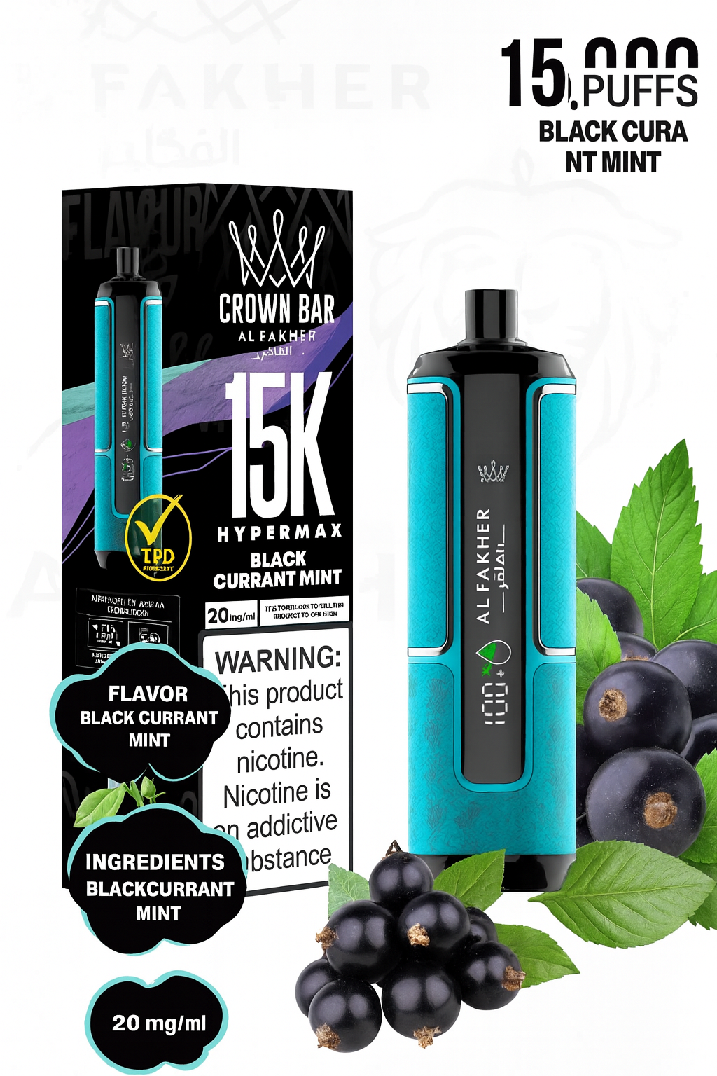 AL FAKHER CROWN BAR HYPER MAX 15K PUFFS DISPOSABLE VAPE