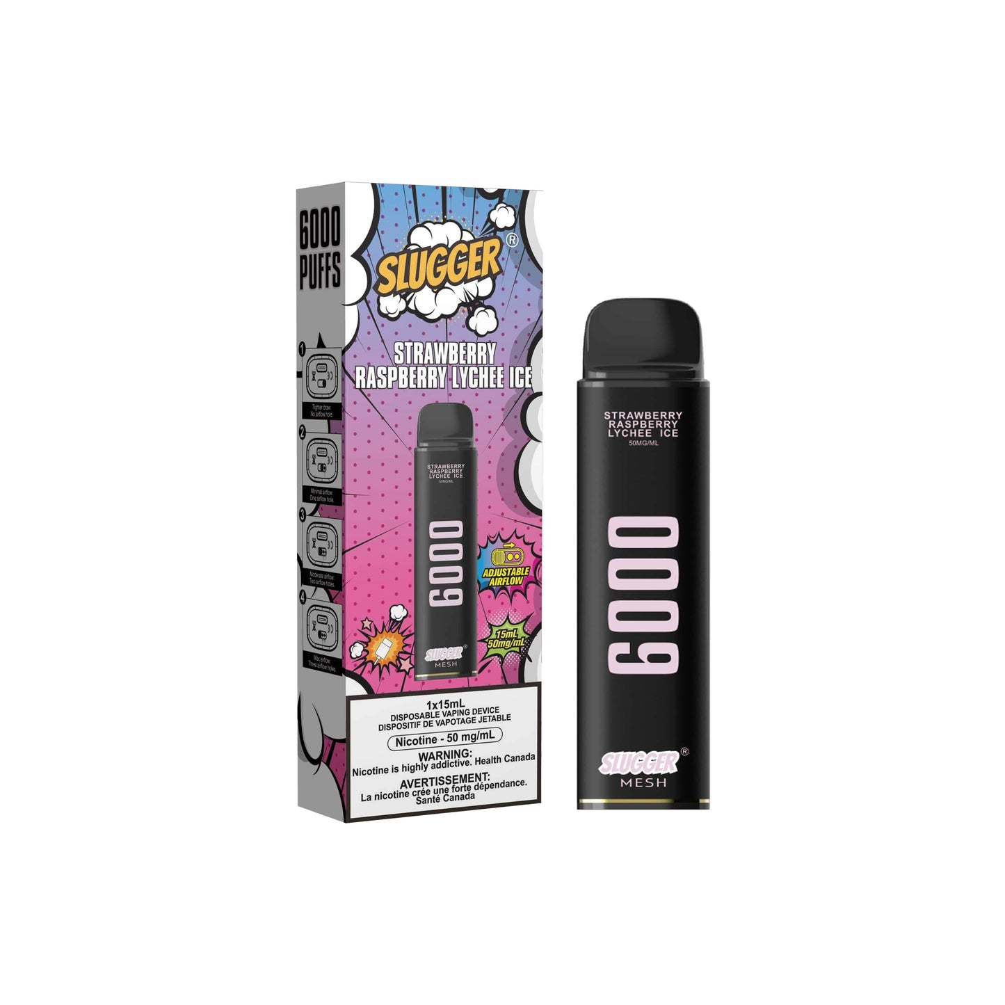 Slugger Strawberry raspberry Lychee Ice 50mg 6000 Puff